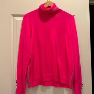 Bright pink turtleneck sweater size L